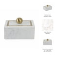 thumbnail image 5 of Minimalist Decorative Box for Home Decor - Marble Keepsake Box with Brass Inlay & Lid - Ideal Jewelry Box and Modern Home Organizer - Perfect Addition to Storage Boxes for Shelves - 7" by 5" White, 5 of 14