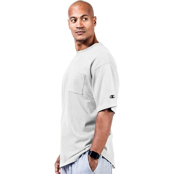 Champion Men's Big & Tall Classic Cotton Jersey Pocket T-Shirt, White, Size XLT