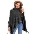 thumbnail image 2 of Women's Poncho Sweater Shawl Warm Wrap Hooded Cape with Fringe for Indoor and Outdoor, 2 of 6