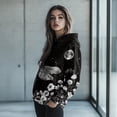 thumbnail image 2 of COEQINE Tops Women's Hoodies Sweatshirts Pullover Oversized Crewneck Fit Soft Loose Long Sleeves Fashion Y2K Lightweight Dragonfly Flowers and Moon Hooded Sweatshirt Outfits Clothes, S, 2 of 7