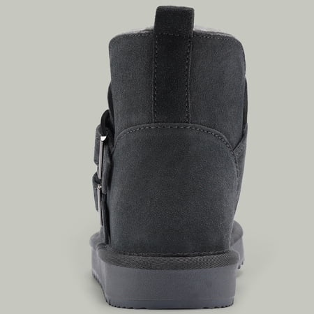 PUBOOM WOMEN SNOW BOOTS GENUINE SUEDE WINTER ANKLE BOOTIES WATER-RESISTANT SLIP ON WARM PLUSH LINED SHOES
