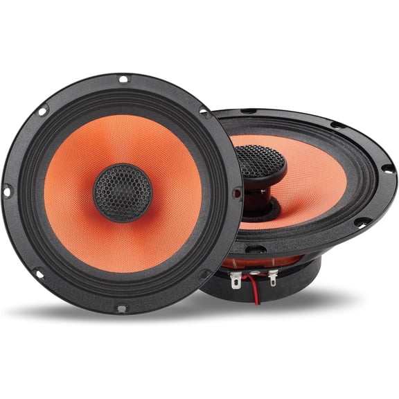 Car Speakers 6.5 Inch 2-Way Coaxial Door Speakers, 500W Max, 4 Ohm, Powerful Low Frequency with Delicate Medium and High Frequency, Flush Mount Car Audio, Black, 1 Pair