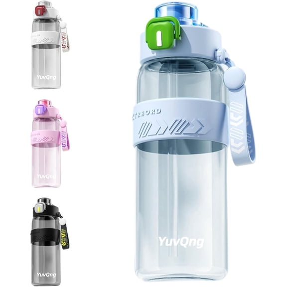 27 Ounce Leakproof Sports Bottle, Dual Function Straw Spout Lid, Non-Toxic BPA-Free Plastic Hydration Bottle for Workout School Camping Trip