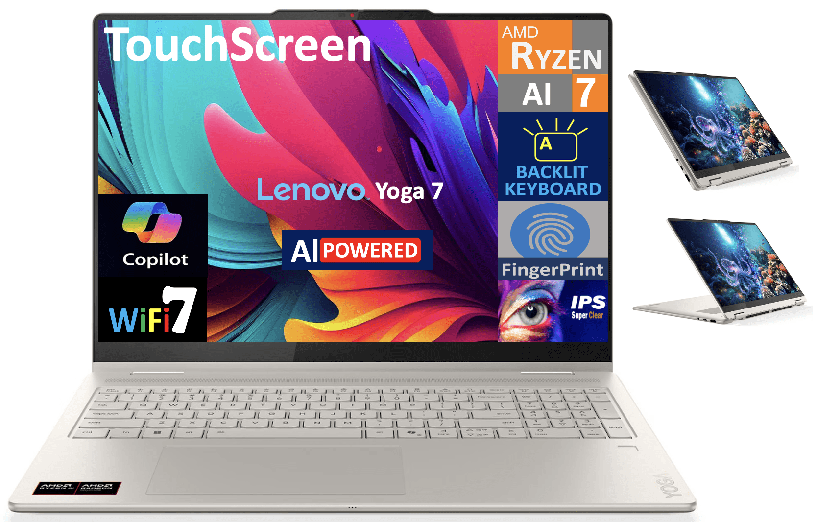 Lenovo Yoga 7 AI Powered 2-in-1 Laptop 14.0in Touchscreen OLED