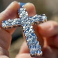 thumbnail image 6 of Men's Real Solid 925 Sterling Silver Large Nugget Cross Hip Hop Jewelry Charm Pendant, 6 of 9