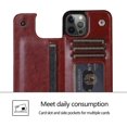thumbnail image 3 of for iPhone 13 Wallet Case with Card Holder,PU Leather Kickstand Card Slots Case Double Magnetic Clasp Durable Shockproof Cover for iPhone 13 Brown-SK, 3 of 14