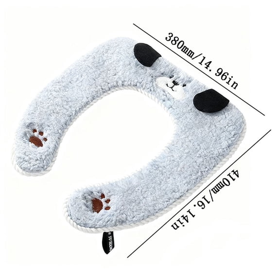 Waterproof Winter Thick Velvet Toilet Seat Cover for Home and Travel, Fits Round and Oval Seats, 16.14x14.96 Inches