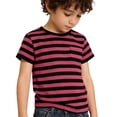 thumbnail image 4 of Glisme Boys Girls Summer Short Sleeve Striped T Shirt With Pocket Comfortable Kids Tops For Casual Play And Daily Wear Pink T-Shirt Size 2-3 Years, 4 of 6
