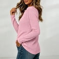 thumbnail image 6 of Women's Waffle Knit Henley Top Long Sleeve Shirts 2026 Fall Soft Lightweight Relaxed Button Up V Neck Dressy Casual Blouses, 6 of 7