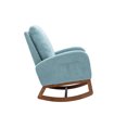 thumbnail image 2 of Rocking Chair, High Backrest Upholstered Velvet Accent Armchair with Rubber Wood Legs and Side Pocket, Comfy Glider Rocker Chair for Living Room and Bedroom, Light Blue, 2 of 7