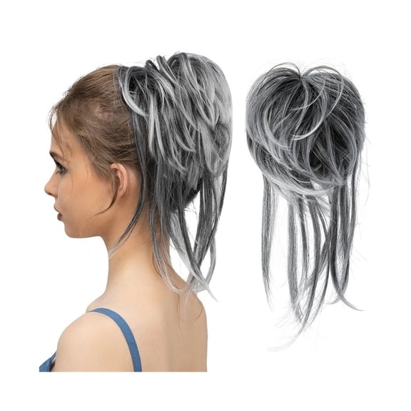 Synthetic Elastic Messy Bun Hairpieces Natural Wave Scrunchie Ponytail Hair Extensions for Women
