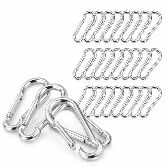 Small Carabiner Clip,30pcs 1.57inch Mini Carabiners Clips,M4 Stainless Steel Spring Snap Hook Heavy Duty,Locking Carribenares for Climbing Hiking Camping Fishing