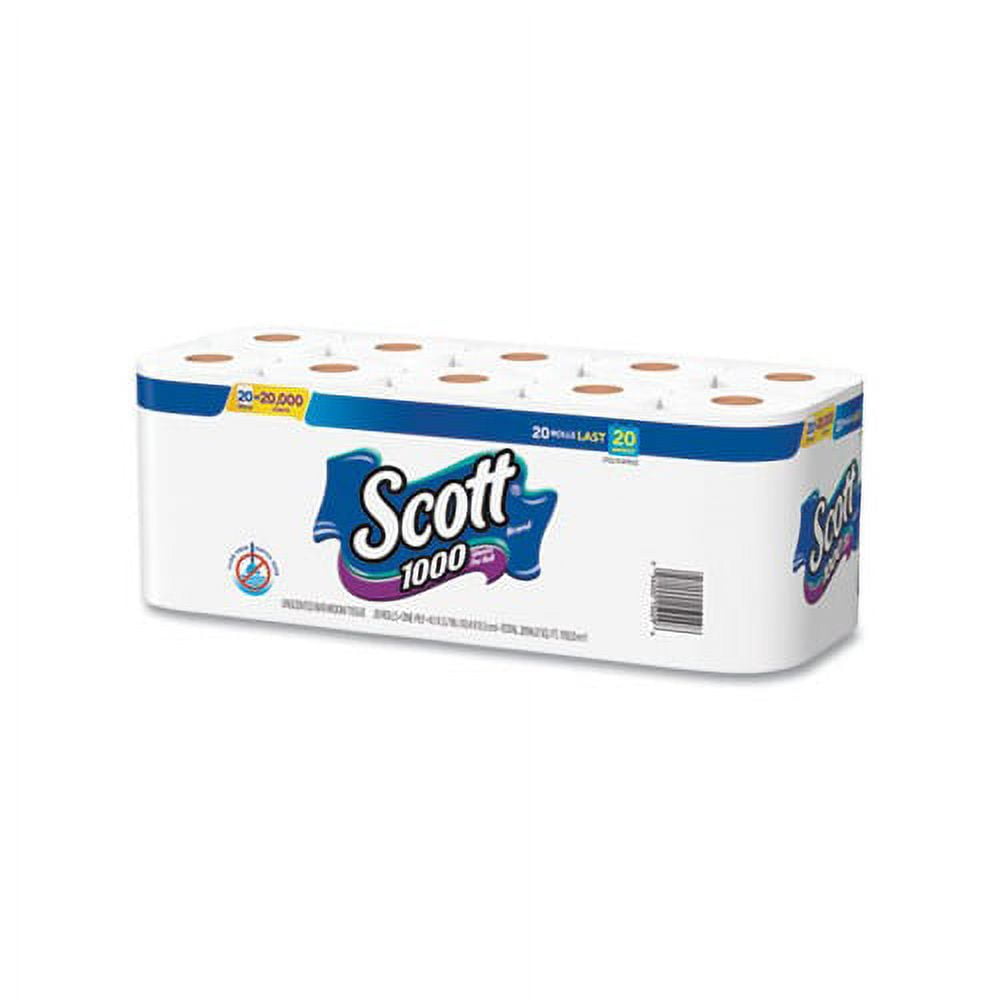 Scott Containers 1000 Bathroom paper Tissue Septic Safe, 1-Ply, White, 1000 Sheet/Roll, 20/Pack