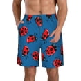 thumbnail image 2 of Uemuo Colorful Ladybird Pattern Men's Swim Trunks Hawaiian Beach Bathing Suit Swimsuits Beach Quick-Dry Shorts with Pockets-X-Large, 2 of 9