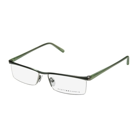 New Scott Harris 201 Mens Designer Half-Rim Green Classic Design Budget Adults Frame Demo Lenses 53-15-140 Eyeglasses/Spectacles