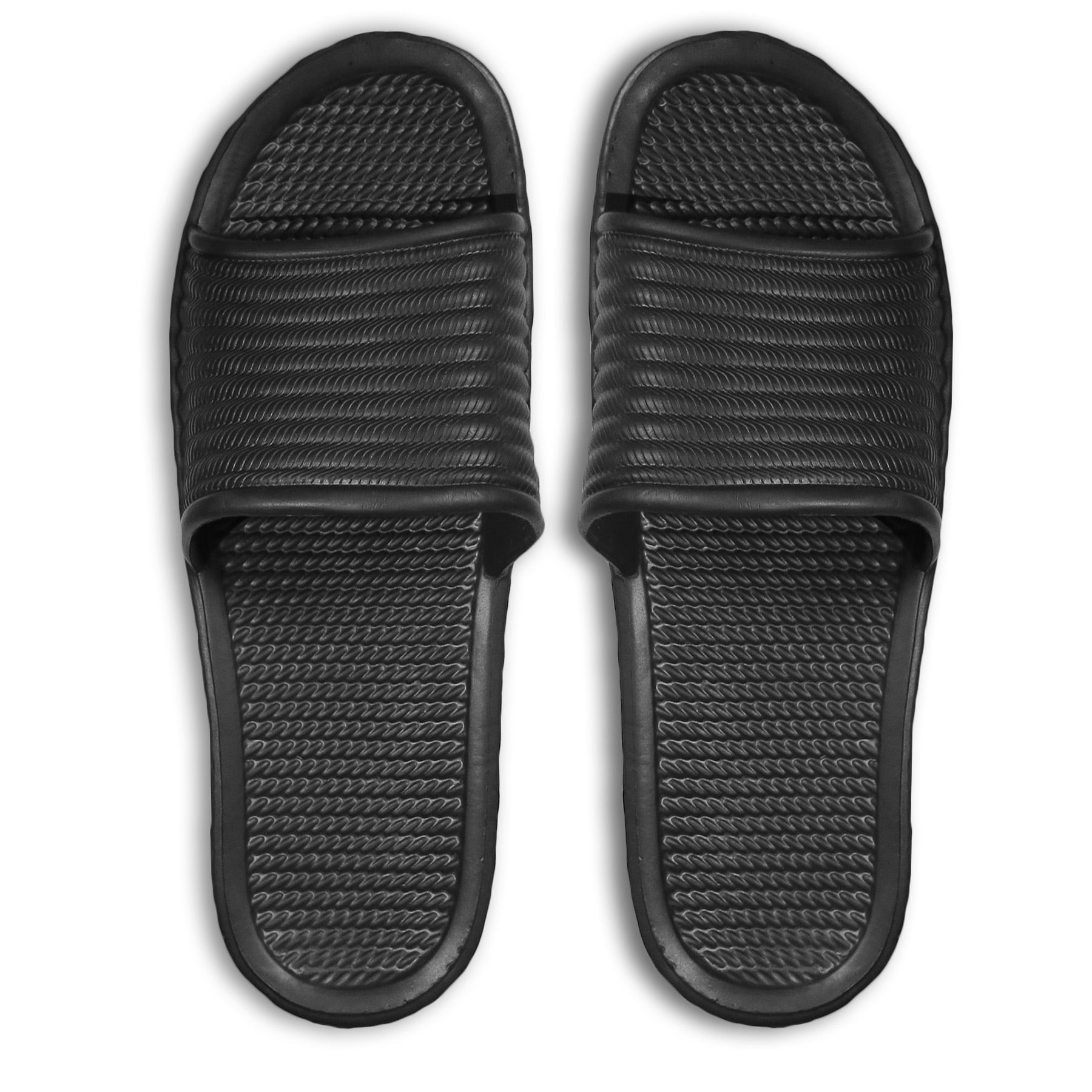 black slip on sandals
