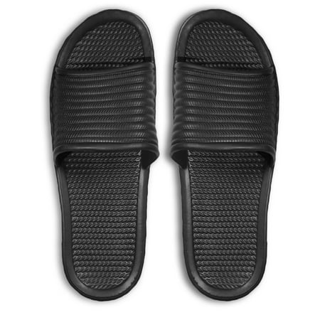 Men's Black Poolside Slip On Spa Slide Shower Sandals