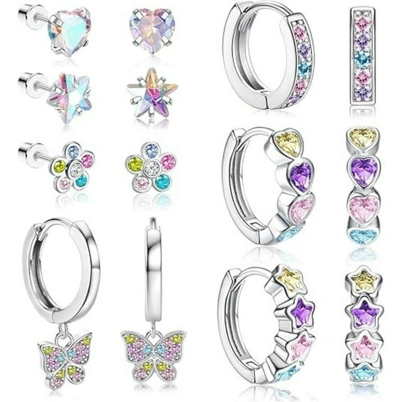 7 Pairs Hypoallergenic Stainless Steel Earrings Set, Screw Back Hoops & Studs for Sensitive Ears, Dainty Everyday Jewelry Gift for Women