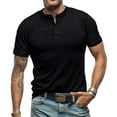 thumbnail image 2 of Krdevn Mens Shirts - Male Spring Summer Short Sleeve Button Pocket Solid Color Sports T Shirt,Mens Fall Shirts,Color:Black,Size:M, 2 of 8