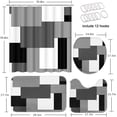 thumbnail image 2 of Grey Geometric Shower Curtain Set with Toilet Lid Cover and Non-Slip Rugs for Bathroom, Black White Checkered 4 Pcs Shower Curtain, Modern Abstract Bathroom Set with 12 Hooks, 2 of 7