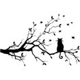 thumbnail image 1 of Tree Branch Leaves With Cat Wall Decals Stickers Removable Vinyl Bird Decal Sticker Home Decor Room Decorations Black, 1 of 1