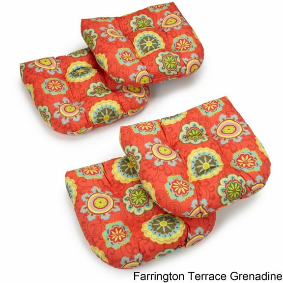 19-inch U-Shaped Spun Polyester Outdoor Tufted Dining Chair Cushions (Set of 4) - Farrington Terrace