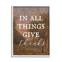 Stupell Industries Give Thanks Nature Pattern Nature Painting White Framed Art Print Wall Art, 16 x 20
