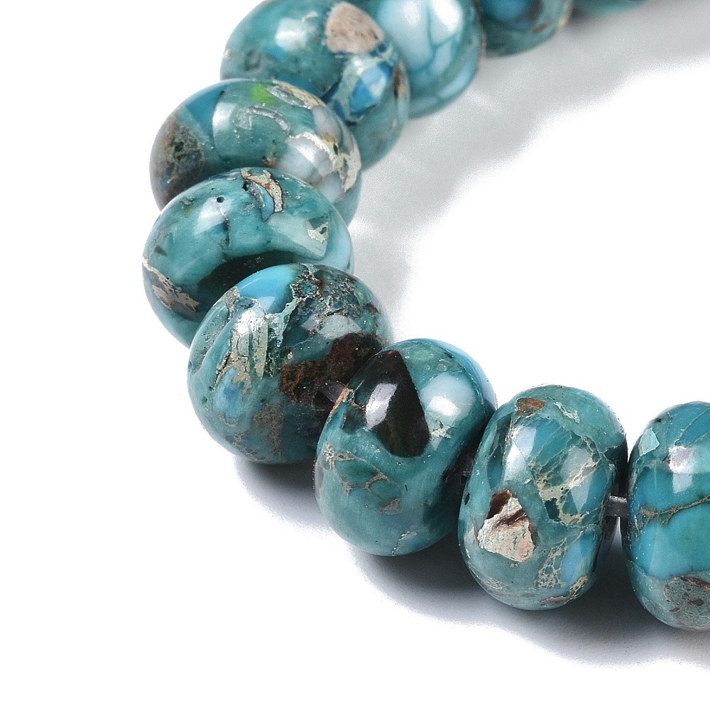 Dyed Imperial Jasper Beads Strands Rondelle Light Sea Green 10x6mm Hole: 1.5mm 68pcs/strand 15.75''(40cm)