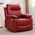 thumbnail image 3 of BonzyHome Recliners Single Recliner Chairs for Adults, Reclining Chair Manual Sofas for Living Room Overstuffed Home Theater Seating PU Leather Reclining Furniture, Red, 3 of 12