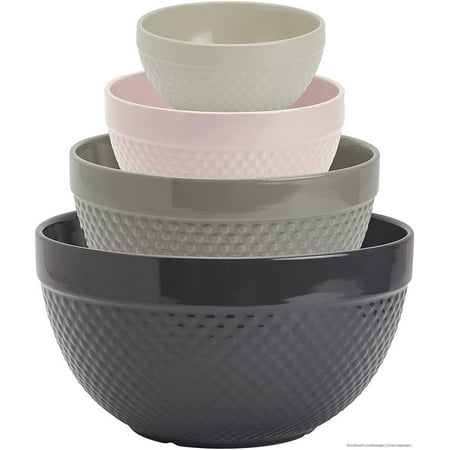 

s gallery hobnail style 4 piece timeless grey stoneware nesting mixing bowl set for baking and cooking