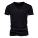 thumbnail image 1 of Camiseta informal de manga corta con cuello en V para hombre: poliéster, fácil de combinar con pantalones, para uso diario, tallas S-XXXXXL., 1 of 2
