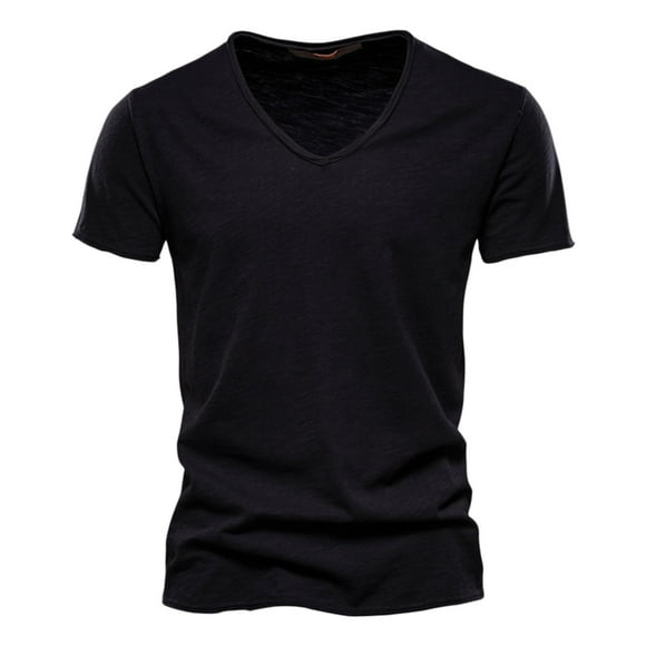 2025 Mens Casual Solid Night Shirt Color Cotton V Neck Bulk T-Shirts Short Sleeve T Shirt T Shirt Yarn Top