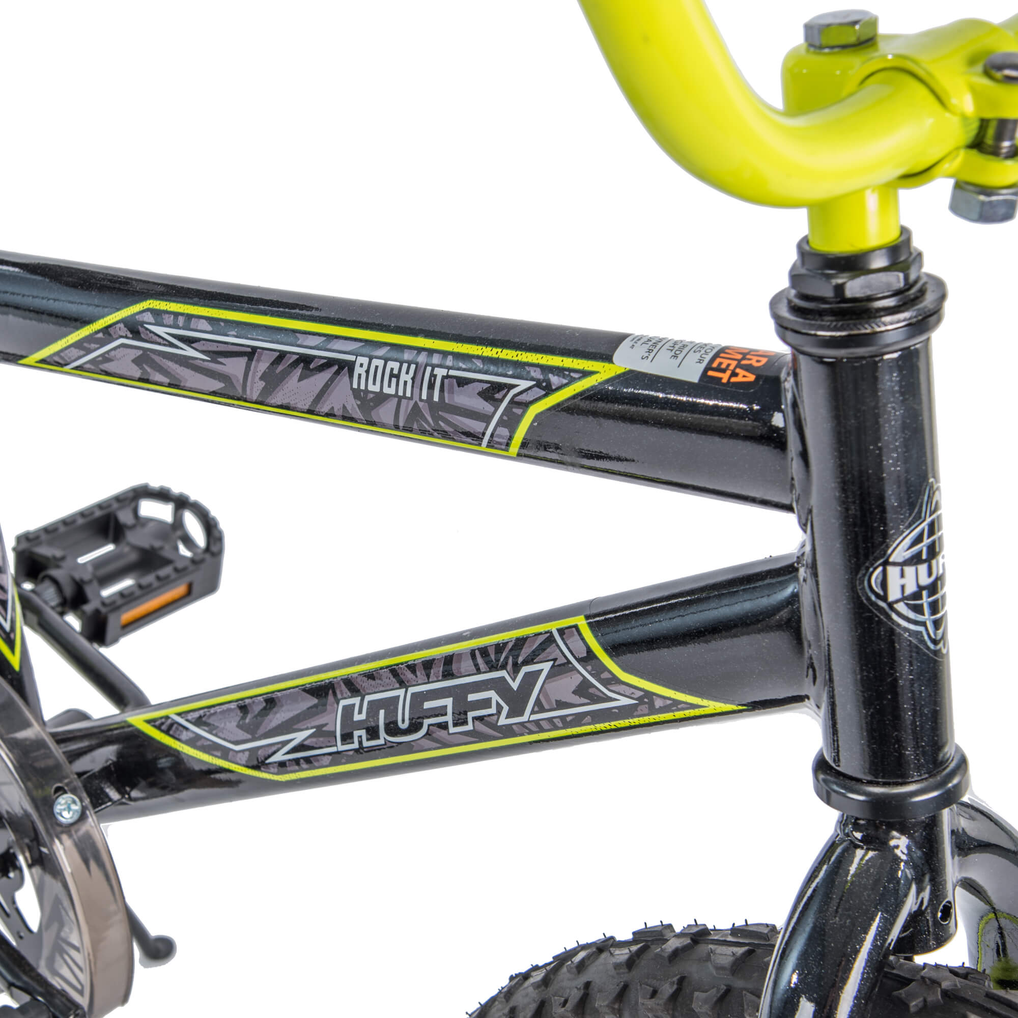 Huffy 20 In. Rock It Boys' Bike, Metallic Black with Neon Yellow Accents - image 4 of 5