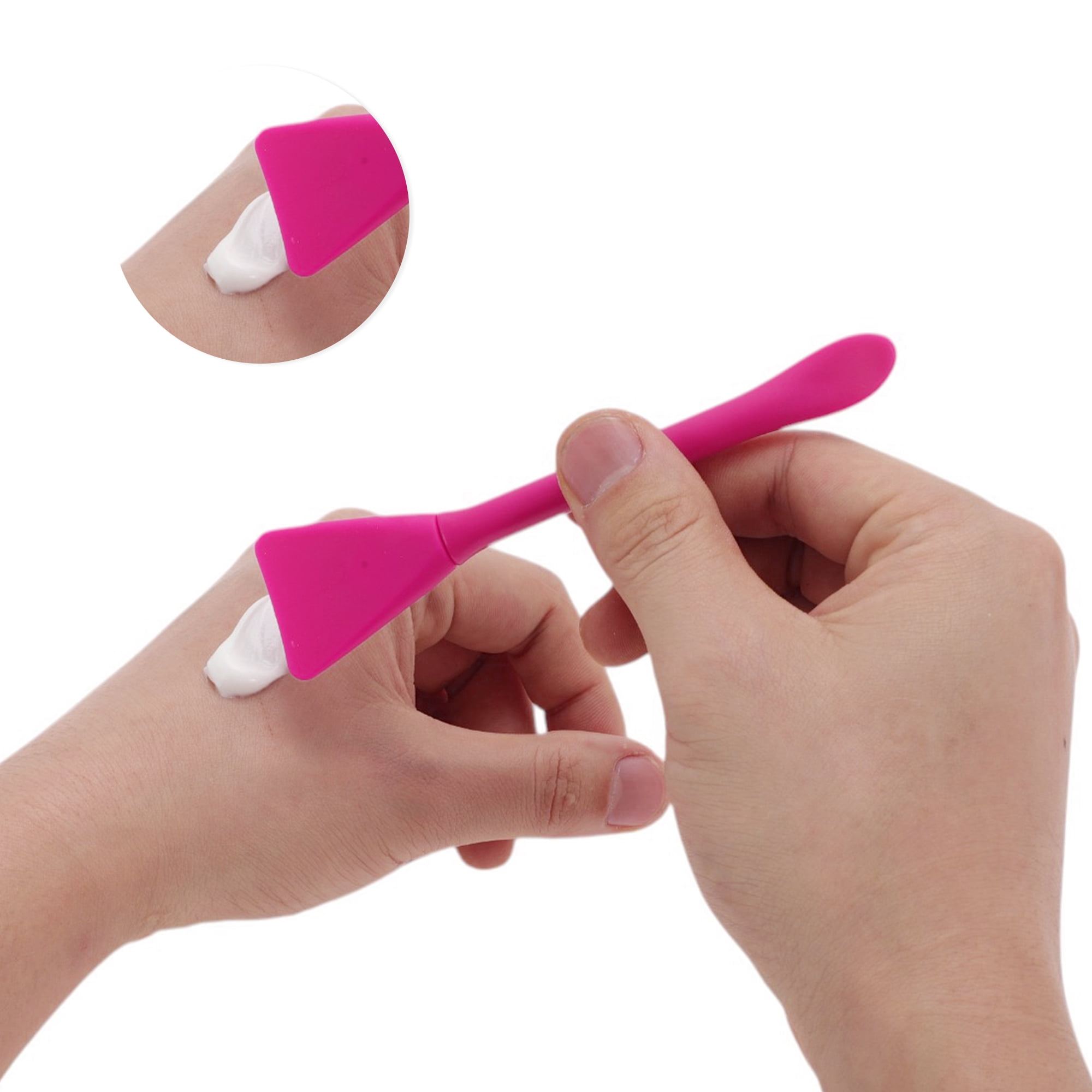 Unique Bargains Multifunctional Facial Mask Brush Set with 2 Pcs Rose Red
