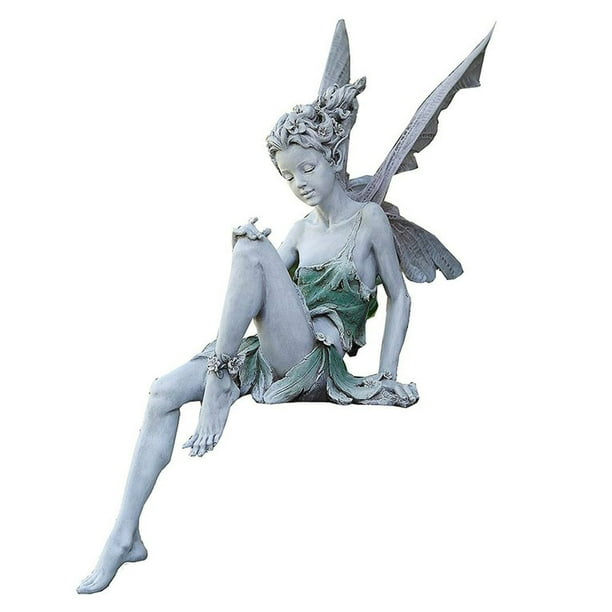Plus Récentes Figurines de Statue de Fée de Fleur Améliorées avec des Ailes Ornement de Jardin en Plein Air Résine Artisanat Aménagement Paysager Décoration de Jardin Blanc