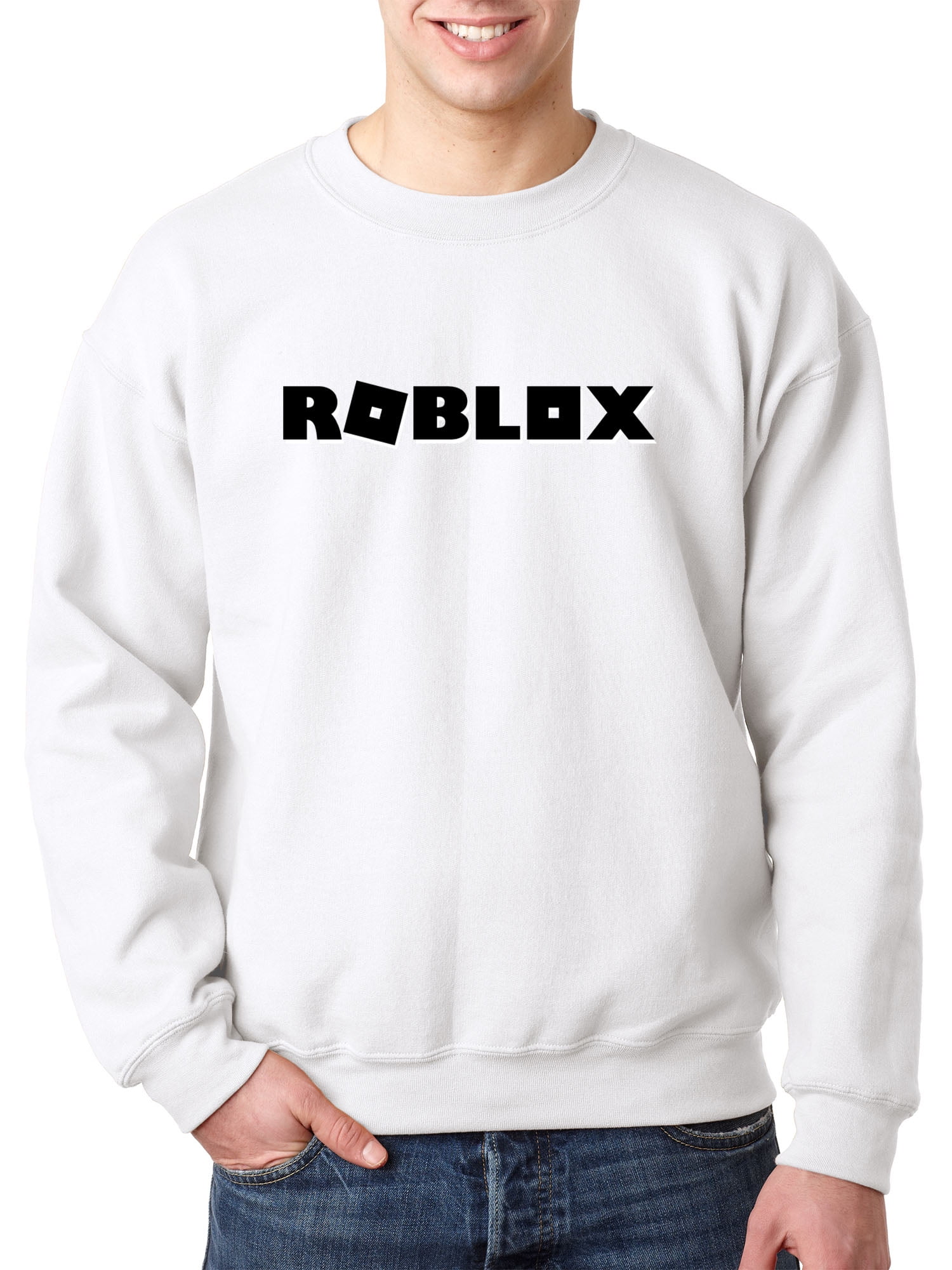 New Way 1168 Crewneck Roblox Block Logo Game Accent Sweatshirt 4xl White Walmart Com Walmart Com - hoodie strings roblox t shirt
