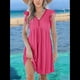 thumbnail image 5 of Vestido Tipo Cárdigan de Corta con Cuello en V y Ribete de Encaje, Color Rojo Rosa XL, 5 of 7