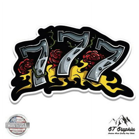 Slots 777 Casino Gamble - 3" Vinyl Sticker - For Car Laptop I-Pad Phone Helmet Hard Hat - Waterproof Decal