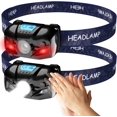 thumbnail image 1 of Headlight Rechargeable, 2-Pack Motion Sensor LED Headlight Light Duty Work Light, Super Bright Headlight Flashlight 1000 Lumens, 1 of 5