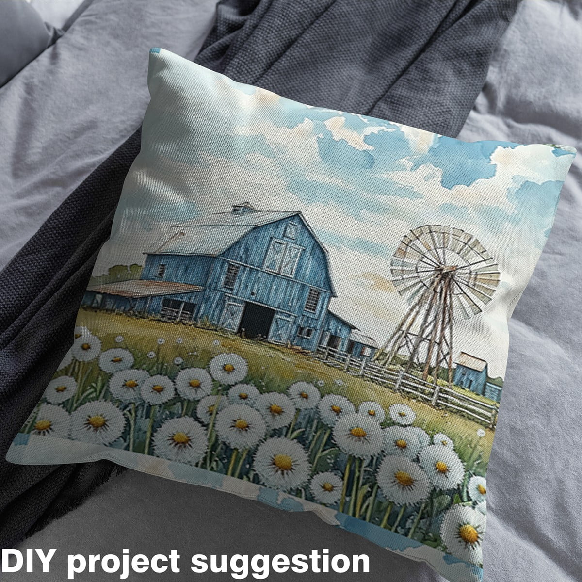 jejeloiu Rustic Farmhouse Fabric by the Yard 3 Yards,Retro Turquoise Barn Sewing Fabric,Country Lodge Cabin Fabric for Sewing For Adults,Breathable Home Decor