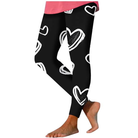 Simua Women's Valentine's Day Colorful Heart Print High Waist Tight Yoga Pants Leggings - Stretchy Casual Gym Spring Summer Fashion Wear