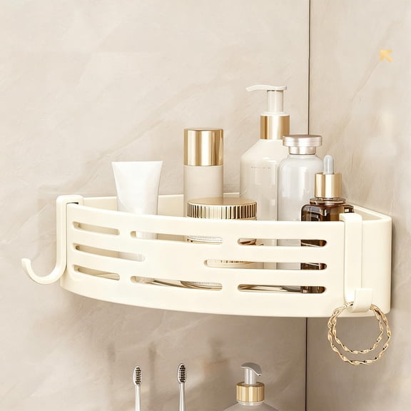 Corner Shower Shelf, Adhesive Bathroom Storage Shelves No Drill, Toilet Tank Organizer with Drain Holes for Bath Tub