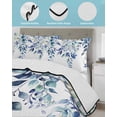 thumbnail image 4 of Blue Teal Eucalyptus Leaves Summer Quilt Set Twin Size,Soft Quilted Bedding Set with 2 Pillow Shams,Watercolor Weeping Botanical Lightweight All Season Bedspread Coverlet for Bedroom 68"x86", 4 of 6