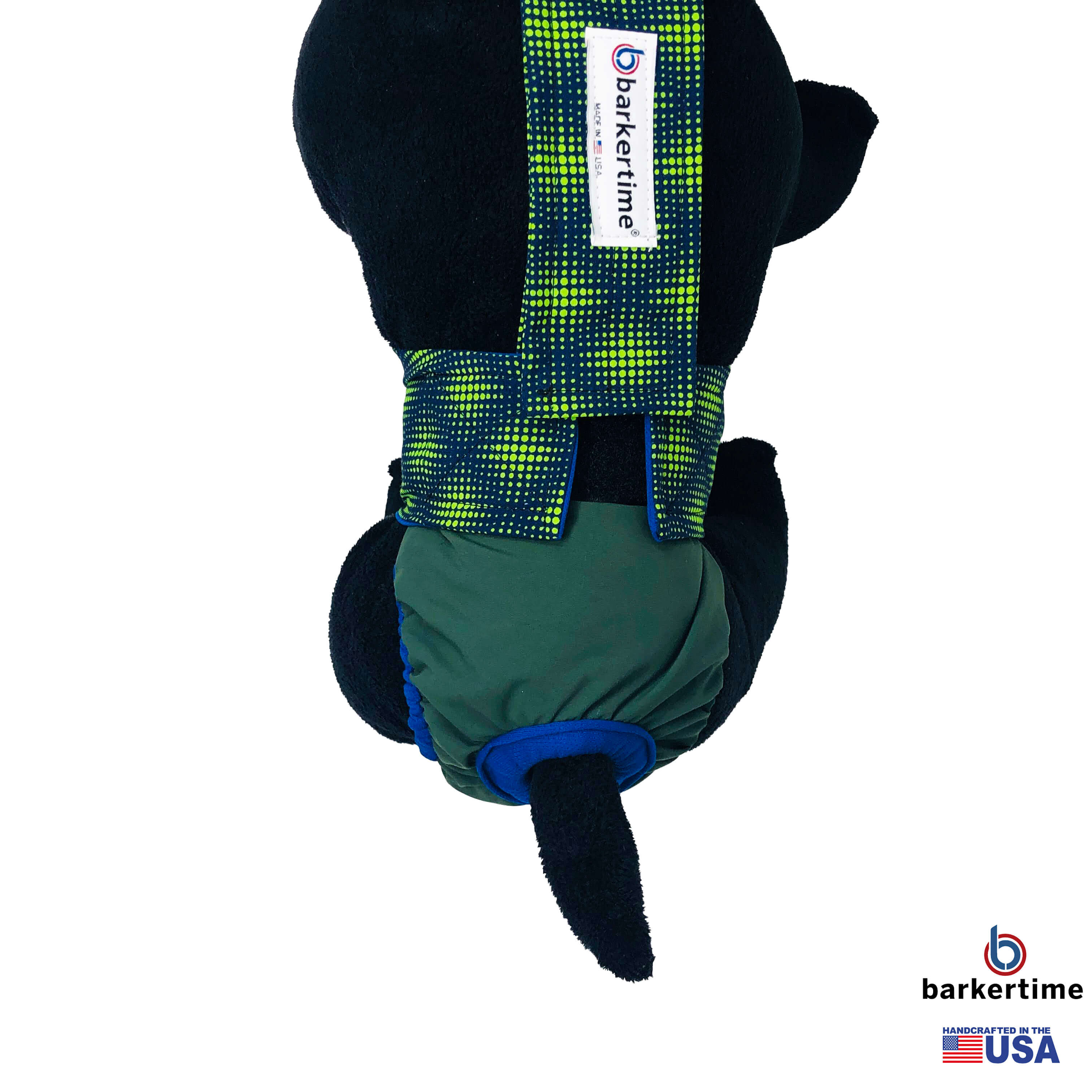 Barkertime Green Dots on Green Dog Diaper Overall