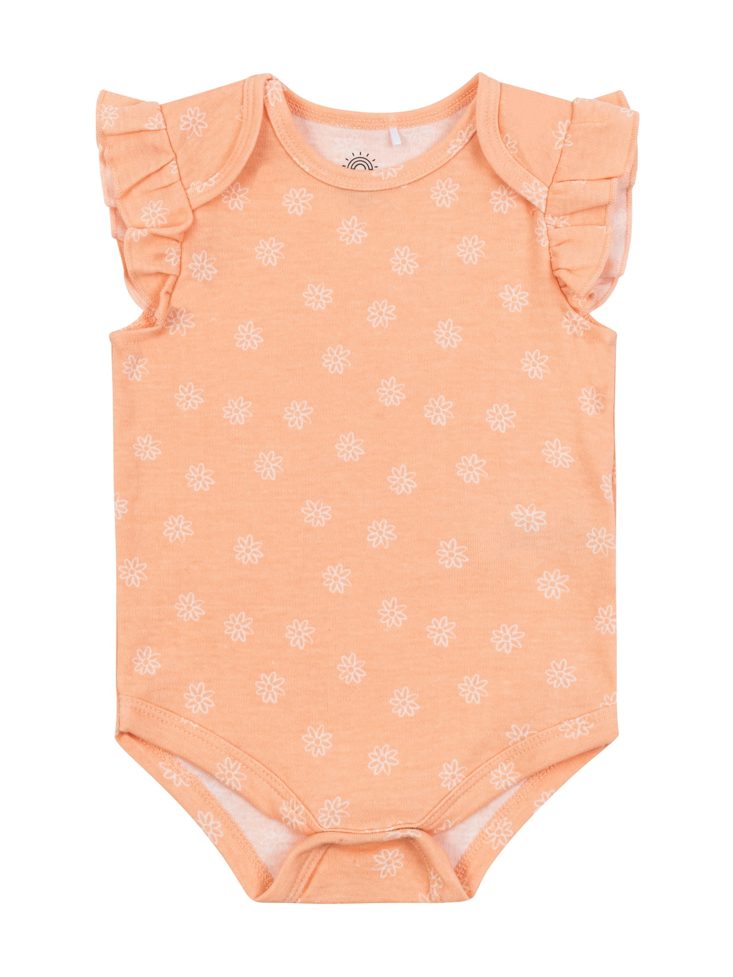 Wonderluxe Newborn Girls' Short Sleeve Bodysuits, 3-Pack, Sizes 0-3M-6-9M