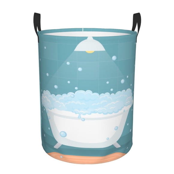 Balery Bathtub with Soap Bubbles Cesta de ropa redonda con asas, impermeable, independiente, para ropa, juguetes, dormitorio y familia-Small