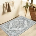 thumbnail image 3 of KUETH 2x3 Area Rugs for Living Room Bedroom, Machine Washable Stain Resistant Floor Cover, Print Gray Floral Medallion Large Accent, Low Pile Mat with Non Slip Rubber Backing, Distressed Gray, 3 of 7