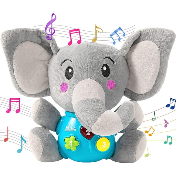 Labymos Plush Elephant Baby Toys, Stuffed Animal Baby Musical Plush Toy for Babies Infant, Light