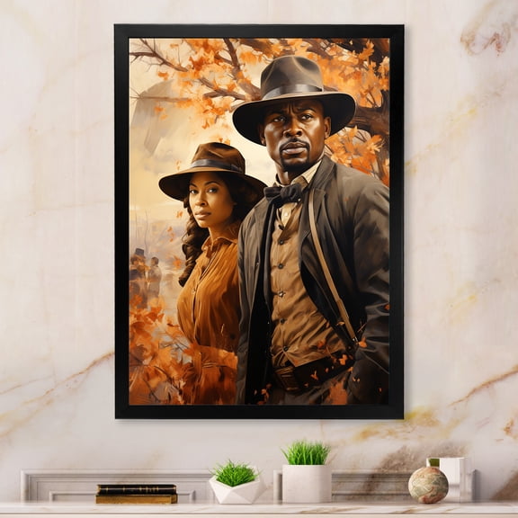 Designart "Harlem Historic Couple Portrait II" People Framed Wall Art - Global Black African American Art Entryway Framed Wall Art