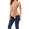 thumbnail image 5 of Allegra K Women's Summer Tops Sleeveless V Neckline Wrap Tie Waist Tops, 5 of 6